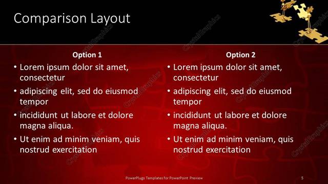 Comparison presentation slide layout