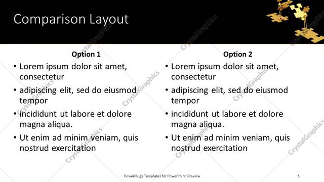 Comparison presentation slide layout