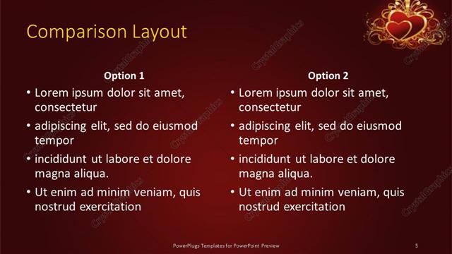 Comparison presentation slide layout