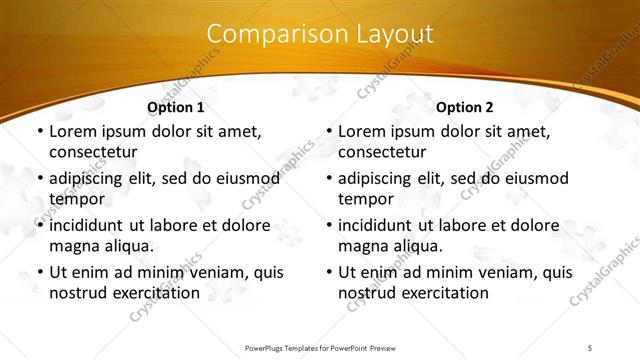 Comparison presentation slide layout