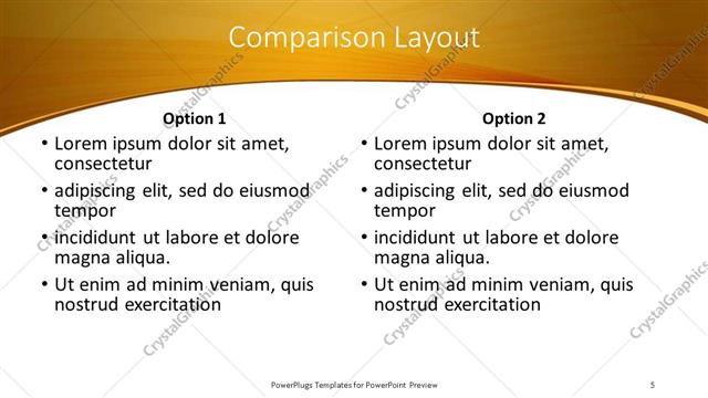 Comparison presentation slide layout