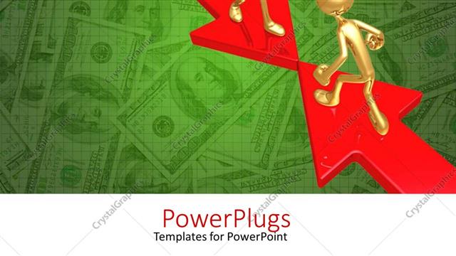  Presentation with gold red - Two gold figures facing off standing on red arrows