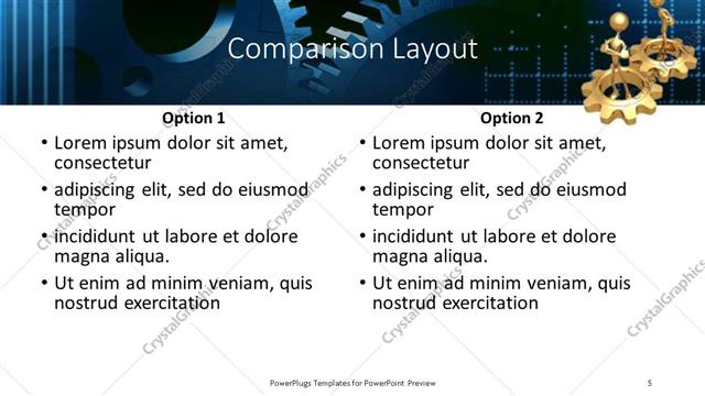 Comparison presentation slide layout