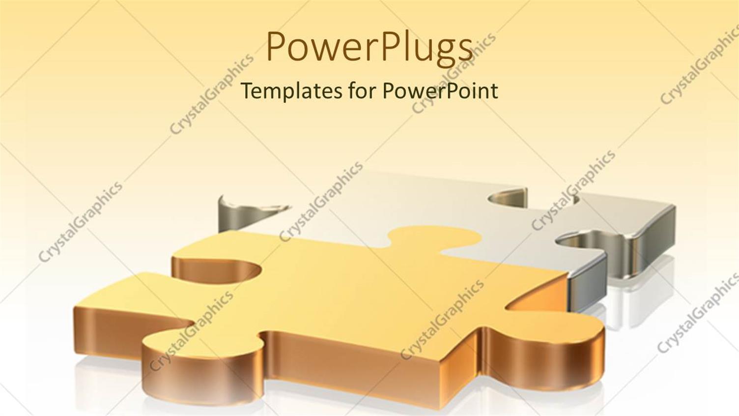 Featuring Two Gold and Silver Colored Puzzles Interlocked on a White Background