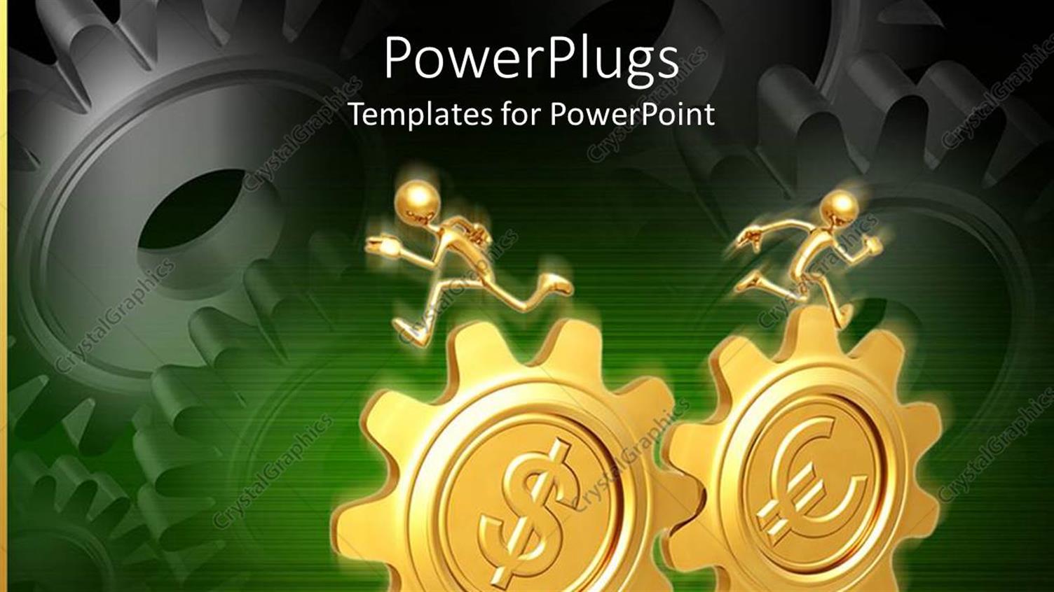 Featuring Two Golden Gears with a Greenish Background