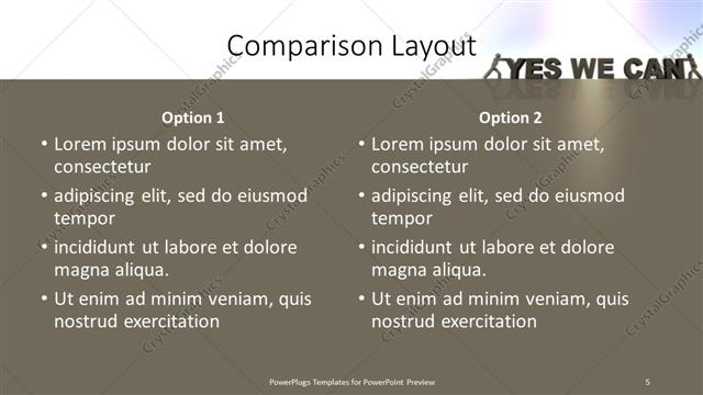 Comparison presentation slide layout