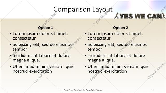 Comparison presentation slide layout