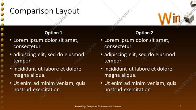 Comparison presentation slide layout