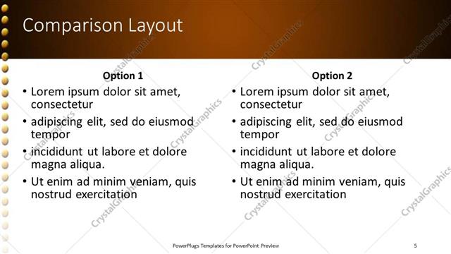 Comparison presentation slide layout