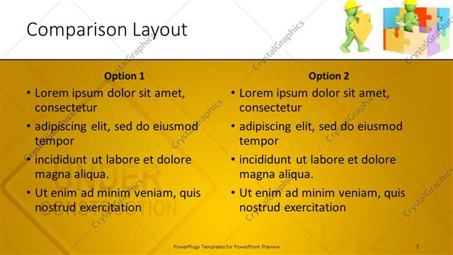 Comparison presentation slide layout