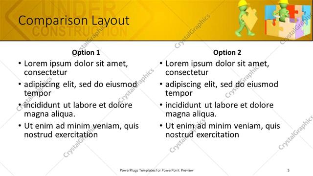 Comparison presentation slide layout