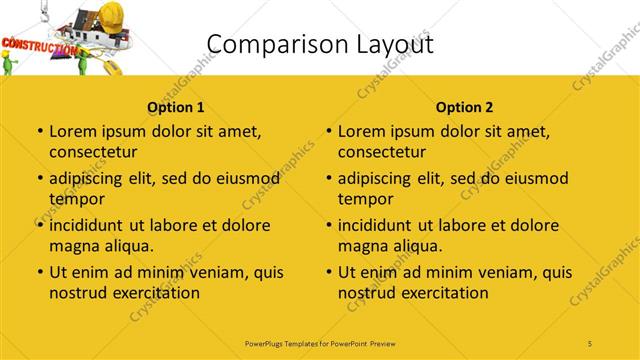Comparison presentation slide layout
