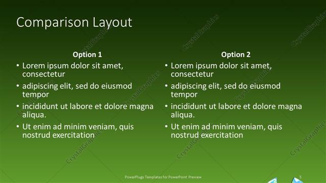 Comparison presentation slide layout