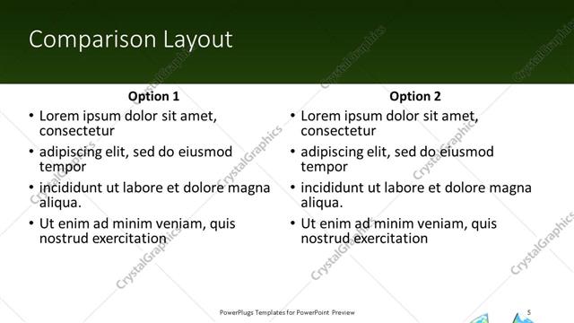 Comparison presentation slide layout