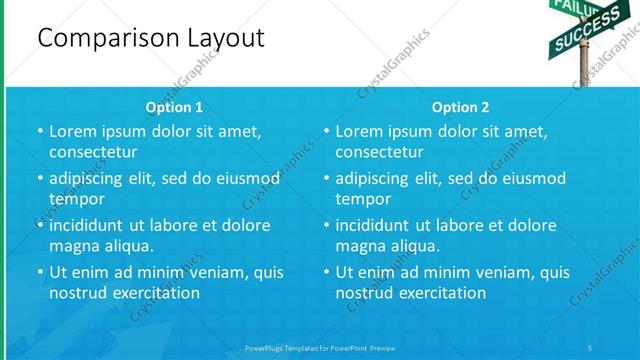 Comparison presentation slide layout
