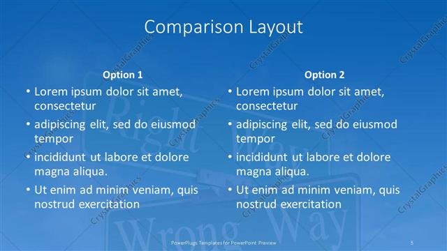 Comparison presentation slide layout