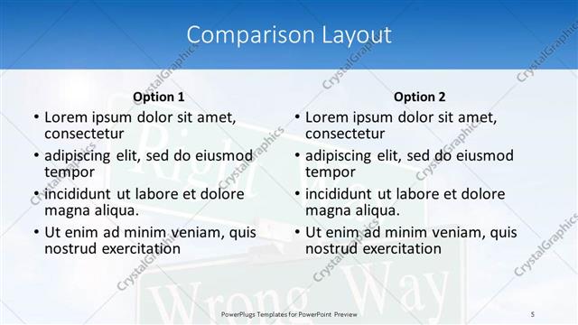 Comparison presentation slide layout