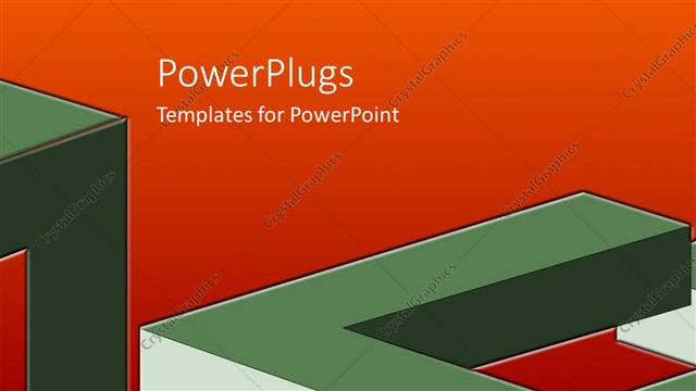  Presentation with shapes - Two green and white colored shapes on a red background