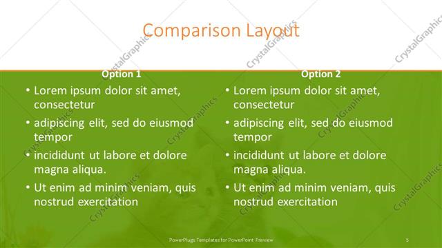 Comparison presentation slide layout