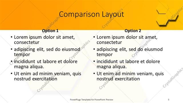Comparison presentation slide layout