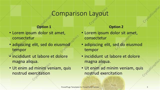 Comparison presentation slide layout