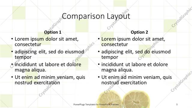 Comparison presentation slide layout