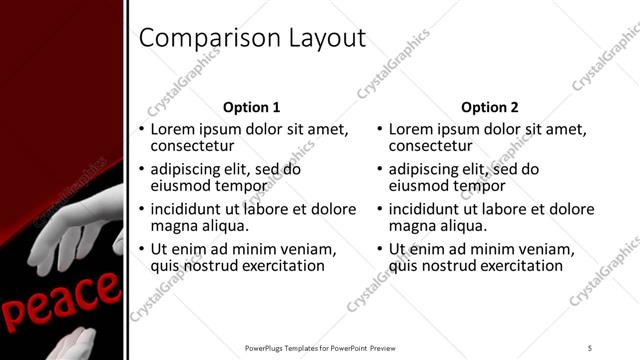 Comparison presentation slide layout