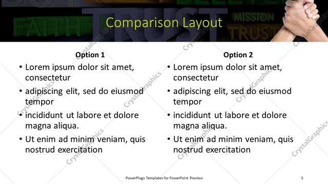 Comparison presentation slide layout