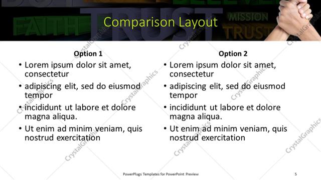 Comparison presentation slide layout