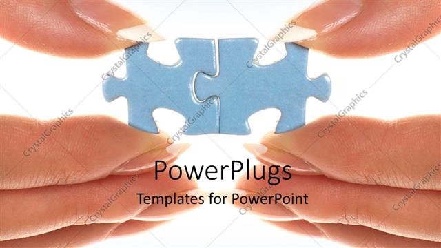 Presentation with connecting - Two hands connecting puzzle with white color