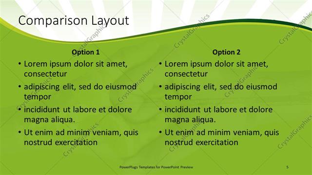 Comparison presentation slide layout