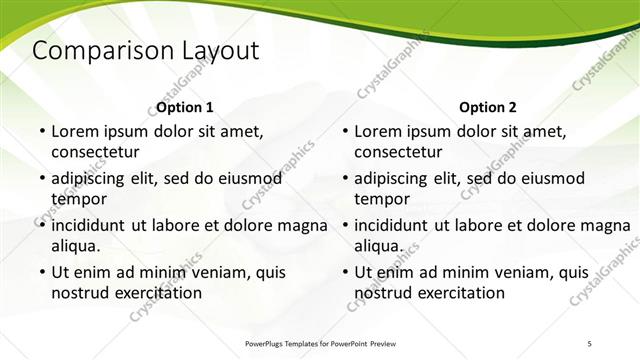 Comparison presentation slide layout