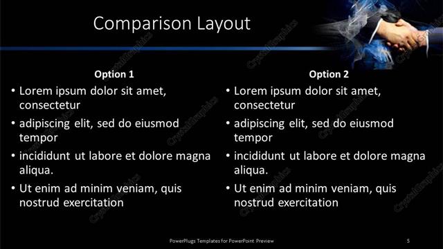 Comparison presentation slide layout