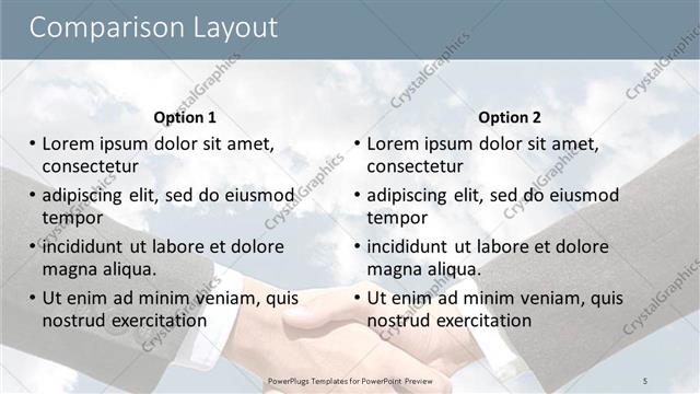Comparison presentation slide layout