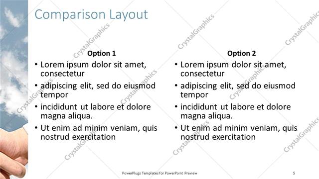 Comparison presentation slide layout