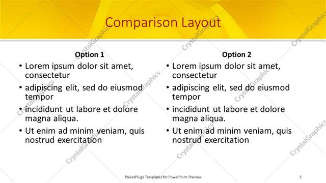 Comparison presentation slide layout