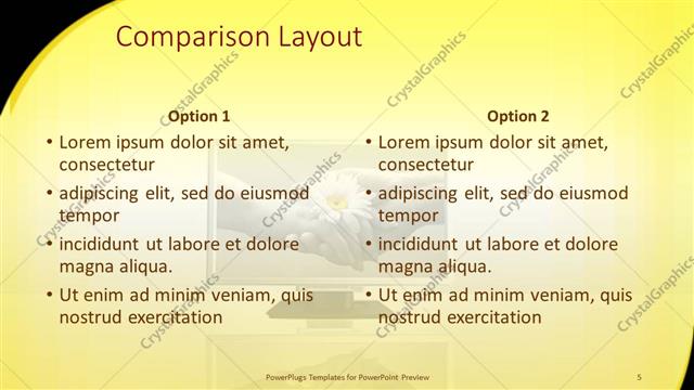 Comparison presentation slide layout