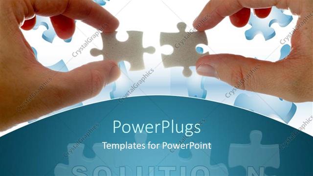  Presentation with holding puzzle pieces - Two hands holding the puzzle pieces