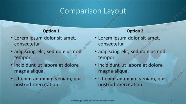 Comparison presentation slide layout
