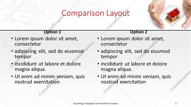 Comparison presentation slide layout