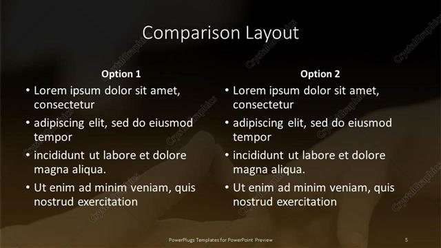 Comparison presentation slide layout