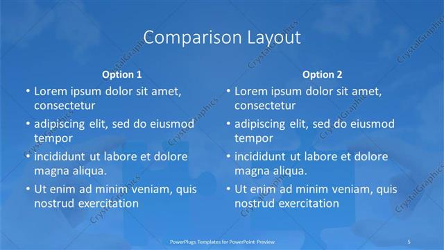 Comparison presentation slide layout