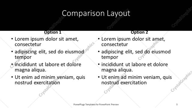 Comparison presentation slide layout