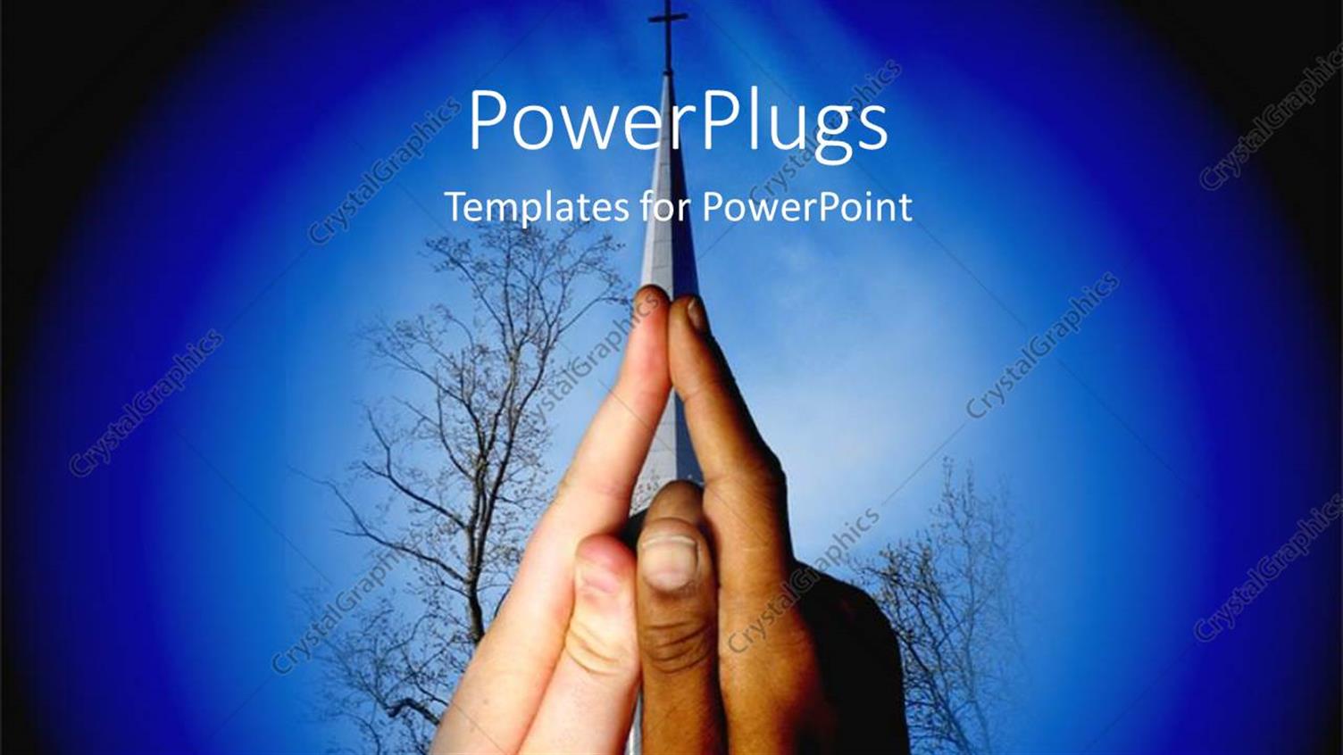 Featuring Two Hands Together with a Tree and  a Cross