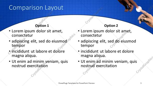 Comparison presentation slide layout