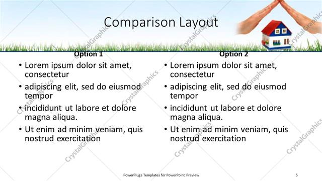 Comparison presentation slide layout