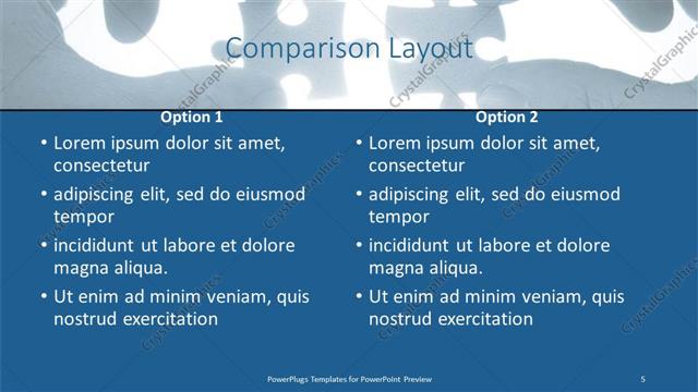 Comparison presentation slide layout