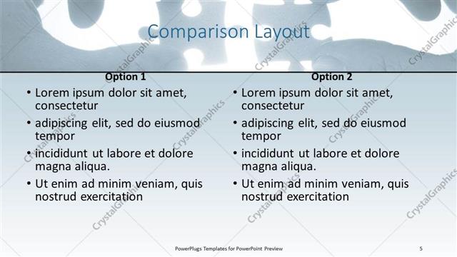 Comparison presentation slide layout
