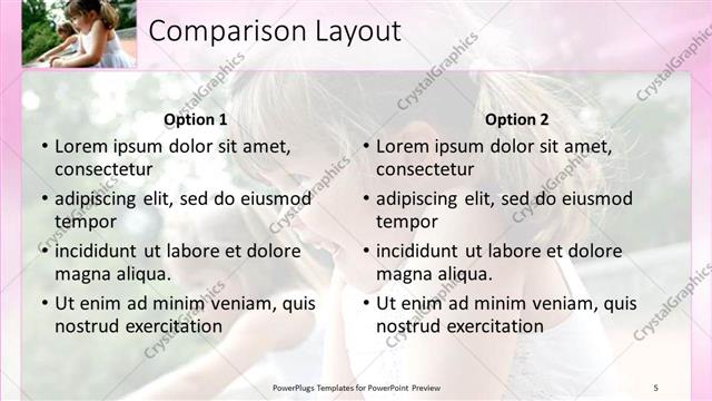 Comparison presentation slide layout
