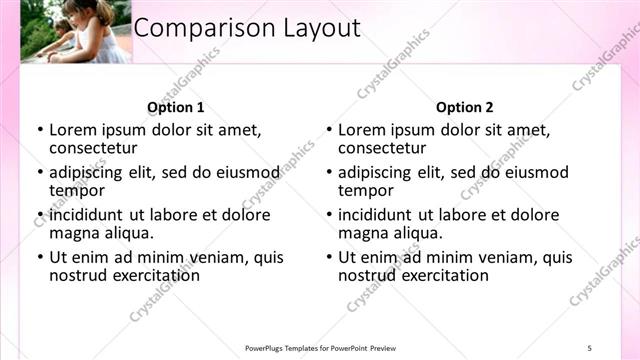 Comparison presentation slide layout